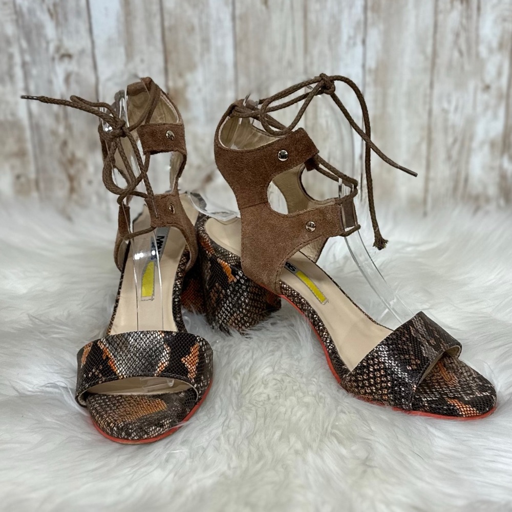 ⭐️Manas Snakeskin and Suede Strappy Heeled Sandals [S8421]